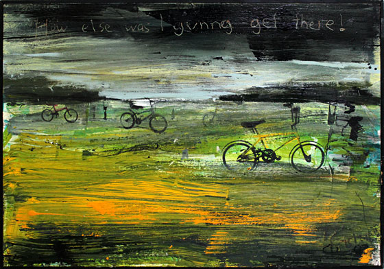 christian nicolson nz bastract paintings, bikes